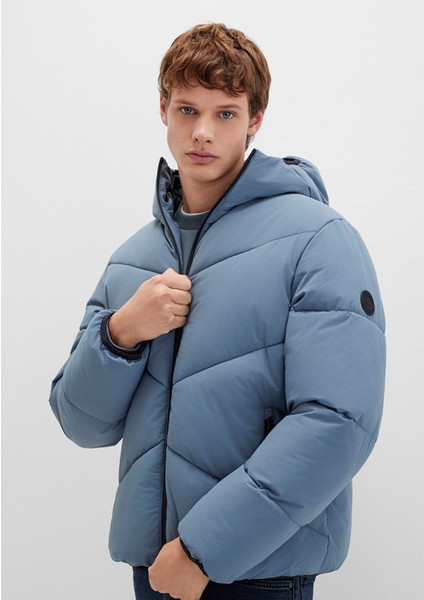 Kapüşonlu Mavi Şişme Mont 0110360-70782