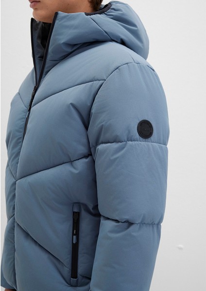 Kapüşonlu Mavi Şişme Mont 0110360-70782