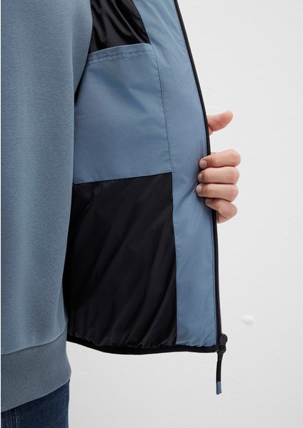 Kapüşonlu Mavi Şişme Mont 0110360-70782