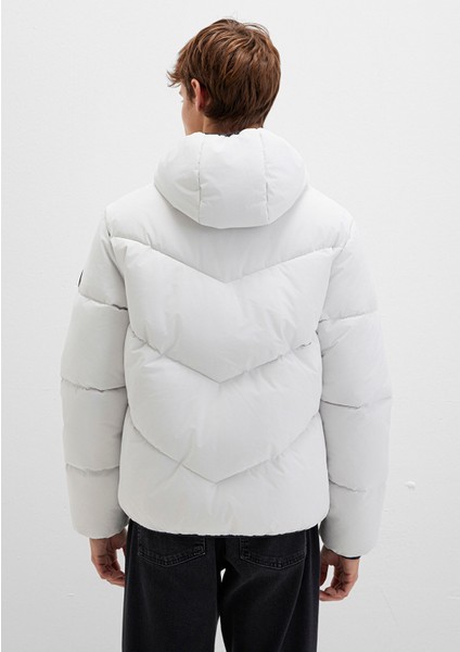 Kapüşonlu Gri Şişme Mont 0110360-83746