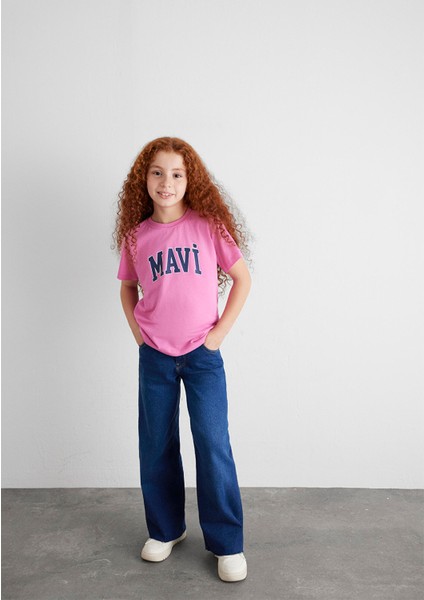 Mavi Logo Baskılı Pembe Tişört 7610109-71033