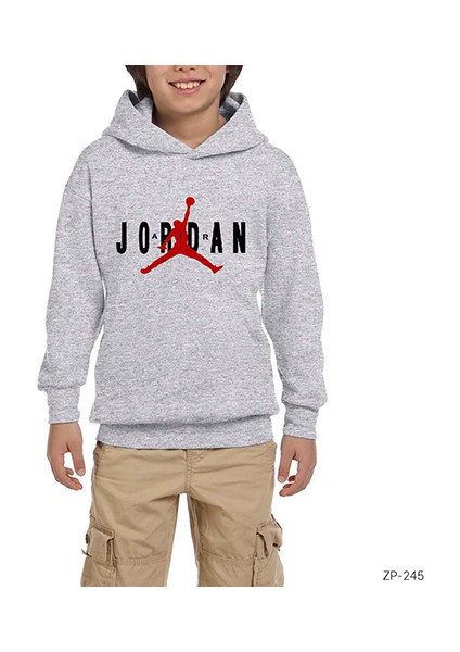 Air Jordn Classic Gri Çocuk Kapşonlu Sweatshirt