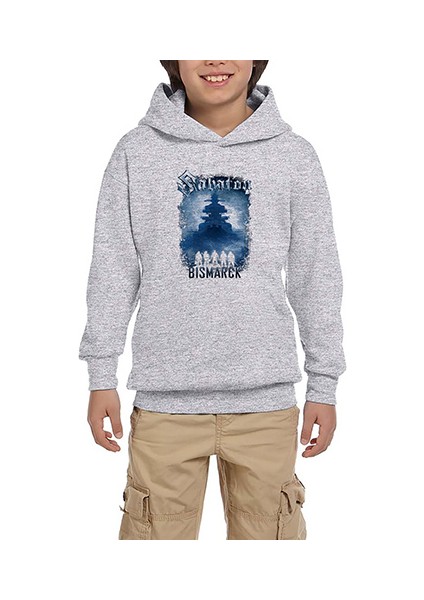 Sabaton Bismarck Gri Çocuk Kapşonlu Sweatshirt