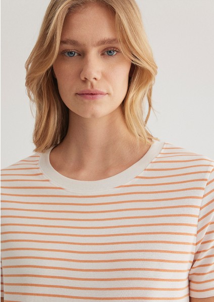 Turuncu Çizgili Tişört 1611653-86689