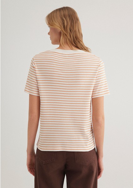 Turuncu Çizgili Tişört 1611653-86689