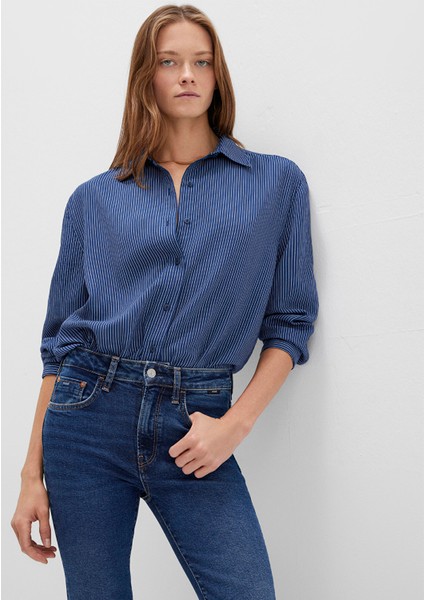 Çizgili Lacivert Gömlek 1210683-80736