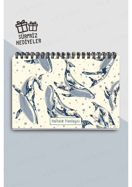 Haftalık Planlayıcı A5 Defter, Esnek Ince Karton Kapaklı, 1 Yıllık Planlayıcı, Balinalar fırsatları