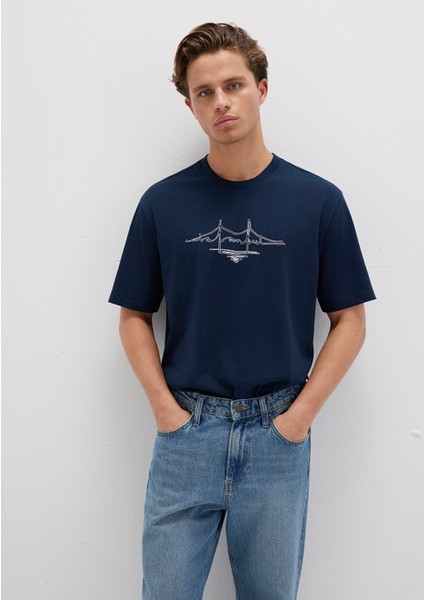 İstanbul Baskılı Lacivert Tişört 0611881-70490