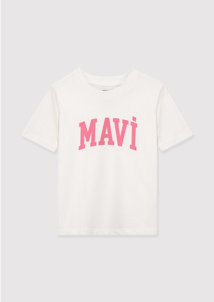 Mavi Logo Baskılı Ekru Tişört 7610109-70057