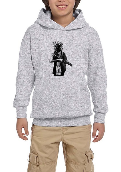 The Last Of Us 2 Ellie Siluet Gri Çocuk Kapşonlu Sweatshirt
