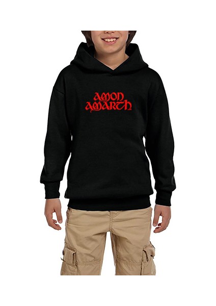 Amon Amarth Logo Classic Siyah Çocuk Kapşonlu Sweatshirt