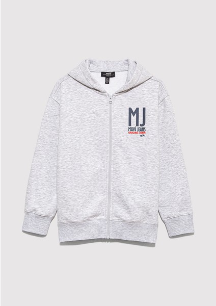 MJ Baskılı Kapüşonlu Gri Sweatshirt 6S10138-88467