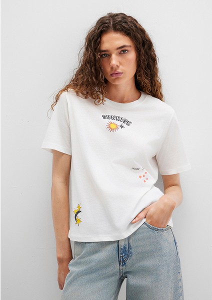 Sunrise Baskılı Ekru Tişört 1613523-80194