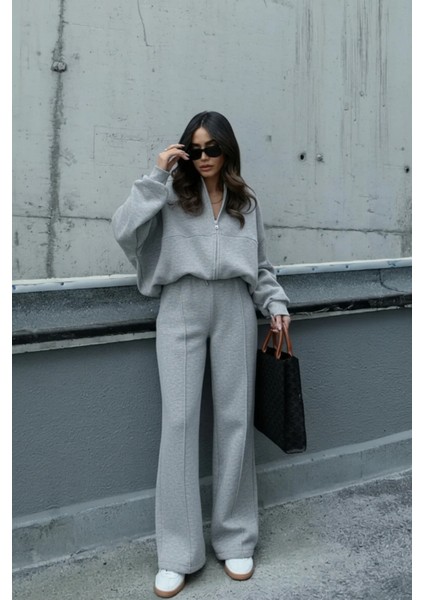 Kadın 3 Iplik Çımalı Bomber Ceket Eşofman Takımı