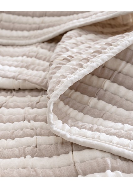Quinquis Çift Kişilik Pamuklu Yatak Örtüsü - Bej