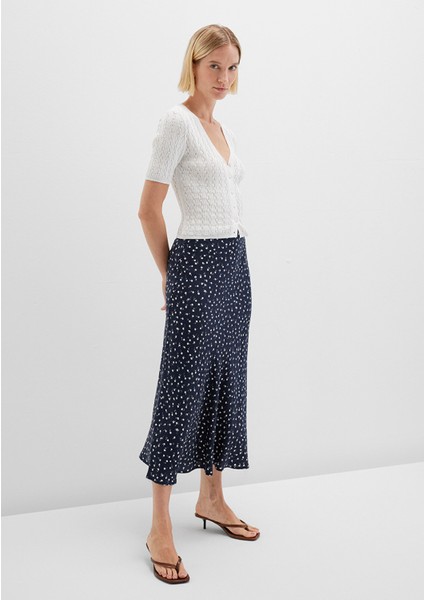 Baskılı Lacivert Midi Etek 1310583-91006