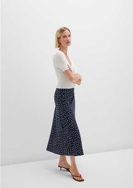 Baskılı Lacivert Midi Etek 1310583-91006