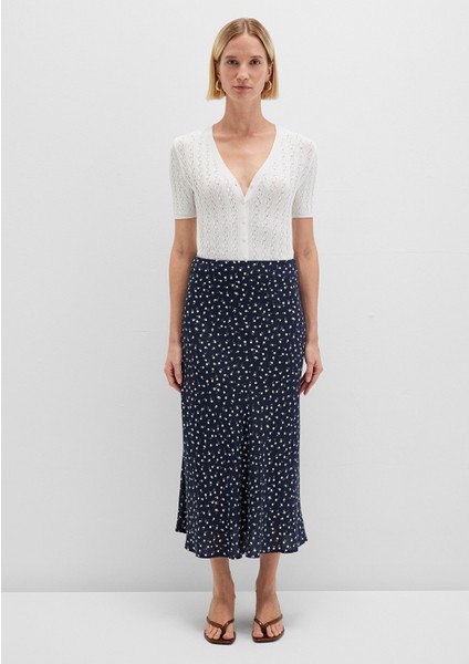 Baskılı Lacivert Midi Etek 1310583-91006