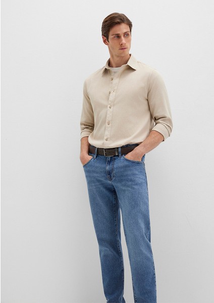 Keten Karışımlı Bej Gömlek 0211641-70039