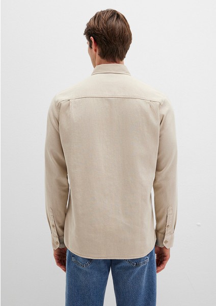 Keten Karışımlı Bej Gömlek 0211641-70039