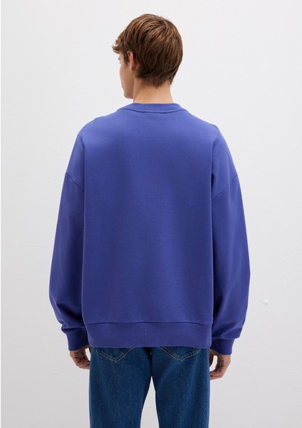 Silikon Logo Baskılı Mor Bisiklet Yaka Sweatshirt 0S10415-70695