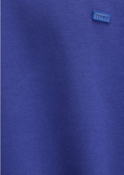 Silikon Logo Baskılı Mor Bisiklet Yaka Sweatshirt 0S10415-70695