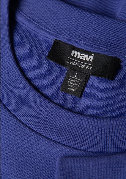 Silikon Logo Baskılı Mor Bisiklet Yaka Sweatshirt 0S10415-70695