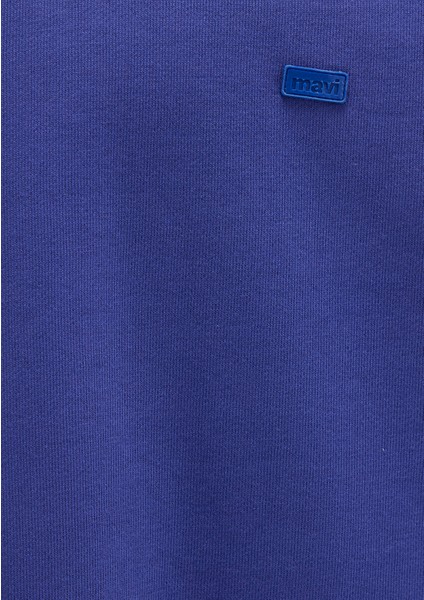 Silikon Logo Baskılı Mor Bisiklet Yaka Sweatshirt 0S10415-70695