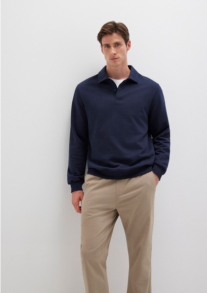 Polo Yaka Lacivert Sweatshirt 0S10420-82318