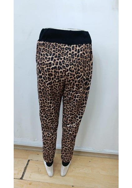 Kadın Yüksek Bel Bağcıklı Desenli Iki Iplik Pantolon