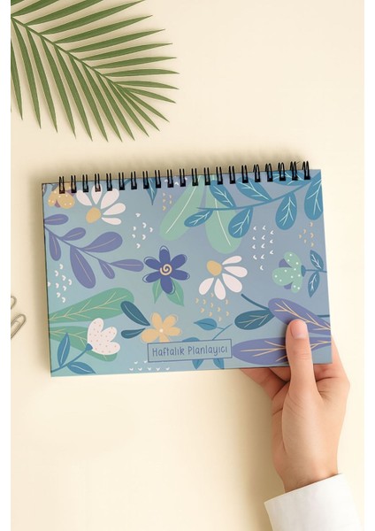 Haftalık Planlayıcı A5 Defter, Esnek Ince Karton Kapaklı, 1 Yıllık Planlayıcı, Papatyalı
