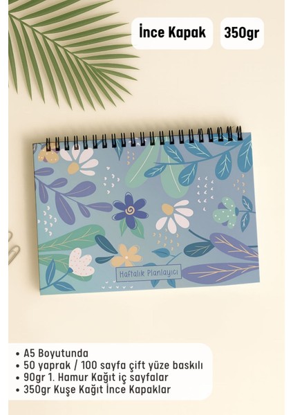 Haftalık Planlayıcı A5 Defter, Esnek Ince Karton Kapaklı, 1 Yıllık Planlayıcı, Papatyalı fiyatları
