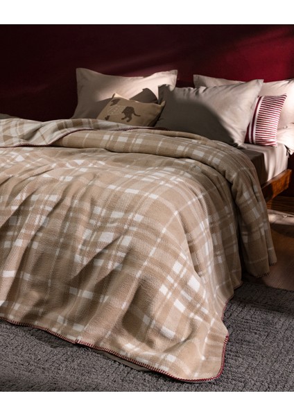 Faureux Çift Kişilik Jakarlı Pamuklu Battaniye - Bej fiyatları