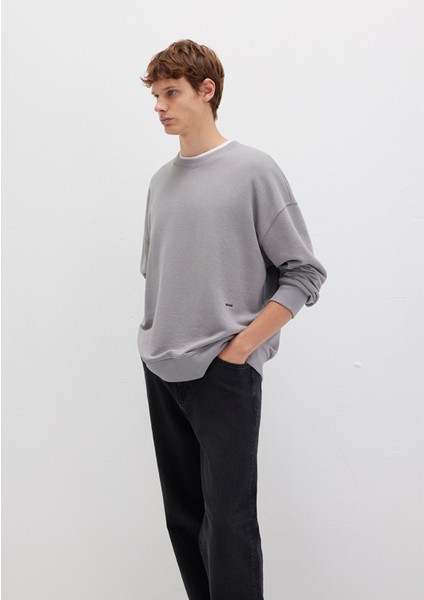 Bisiklet Yaka Gri Sweatshirt 0S10404-70076