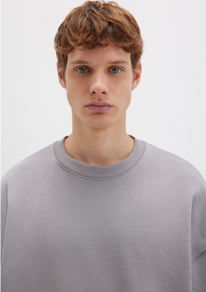 Bisiklet Yaka Gri Sweatshirt 0S10404-70076