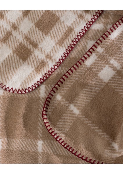 Faureux Çift Kişilik Jakarlı Pamuklu Battaniye - Bej