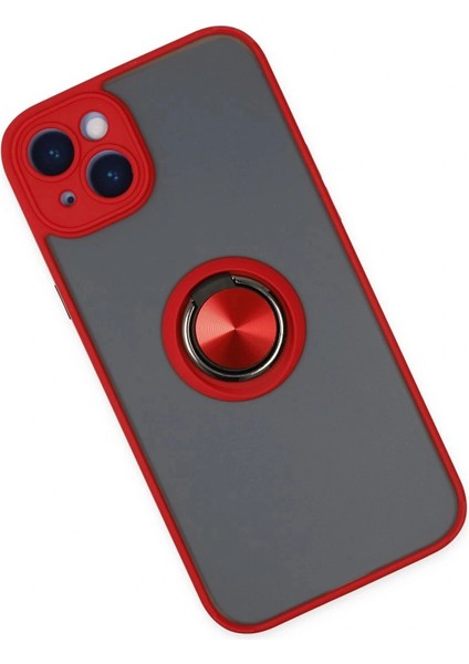 iPhone 14 Kılıf Montreal Yüzüklü Silikon Kapak - Kırmızı modelleri