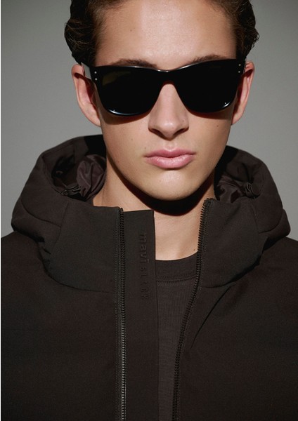 Kapüşonlu Kahverengi Şişme Mont 0110652-70219