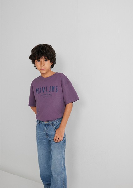 Mavi Jns Baskılı Mor Tişört 6610396-70656