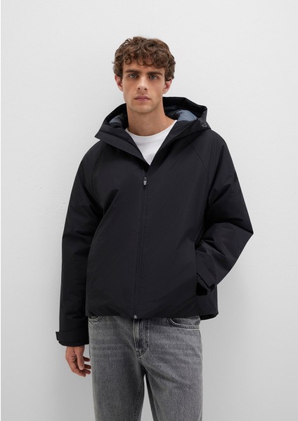 Su İtici Kapüşonlu Siyah Mont 0110615-71379