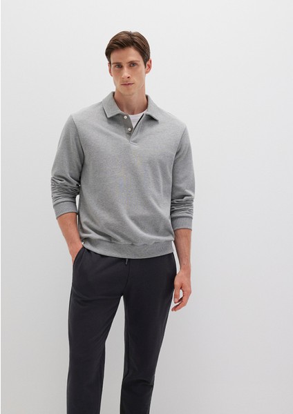 Polo Yaka Gri Sweatshirt 0S10420-80018