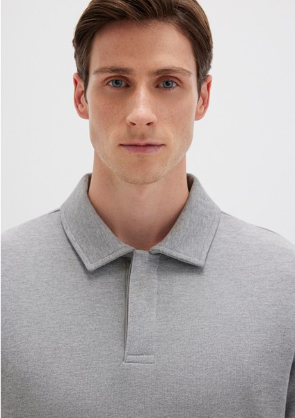 Polo Yaka Gri Sweatshirt 0S10420-80018
