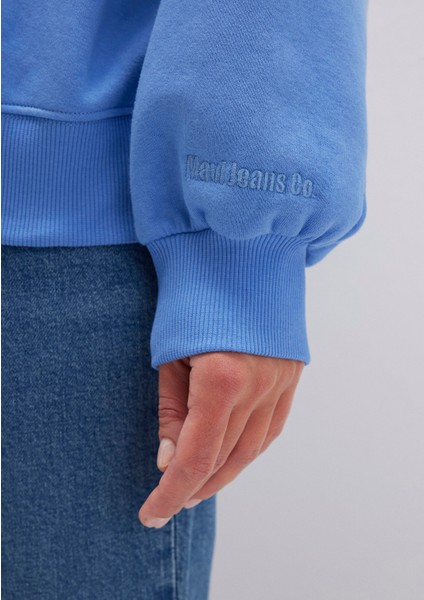 Bisiklet Yaka Mavi Basic Sweatshirt 1610198-70790