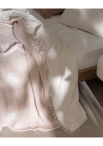 Fabrice Çift Kişilik %100 Pamuk Yatak Örtüsü - Somon fırsatları