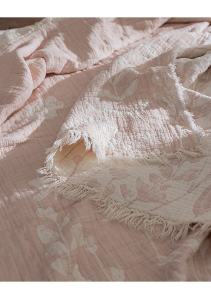 Fabrice Çift Kişilik %100 Pamuk Yatak Örtüsü - Somon