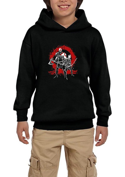 God Of War Logo Lineage Siyah Çocuk Kapşonlu Sweatshirt