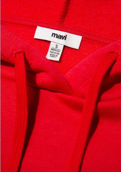Mavi Logo Baskılı Kapüşonlu Kırmızı Sweatshirt 1600361-82054