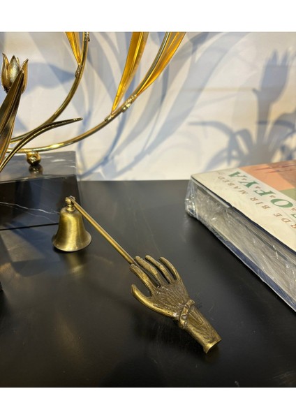 Elde Çubuklu Mum Söndürücü-Antik (Eskitme Bronz)