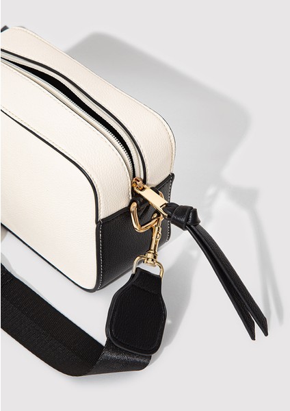Siyah Askılı Ekru Çapraz Çanta 1910084-70055