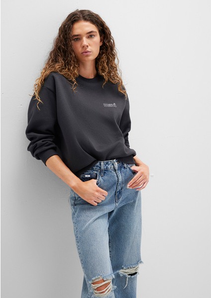 Mavi Logo Baskılı Antrasit Sweatshirt 1611656-82185